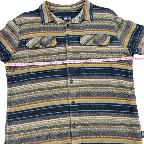 PATAGONIA Mens Organic Cotton Striped Fjord Flannel Button Down Shirt Medium - Picture 7 of 14